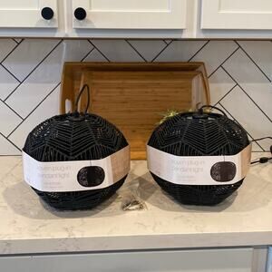 Native Woven black plug-in pendant light bohemian western neutral retro